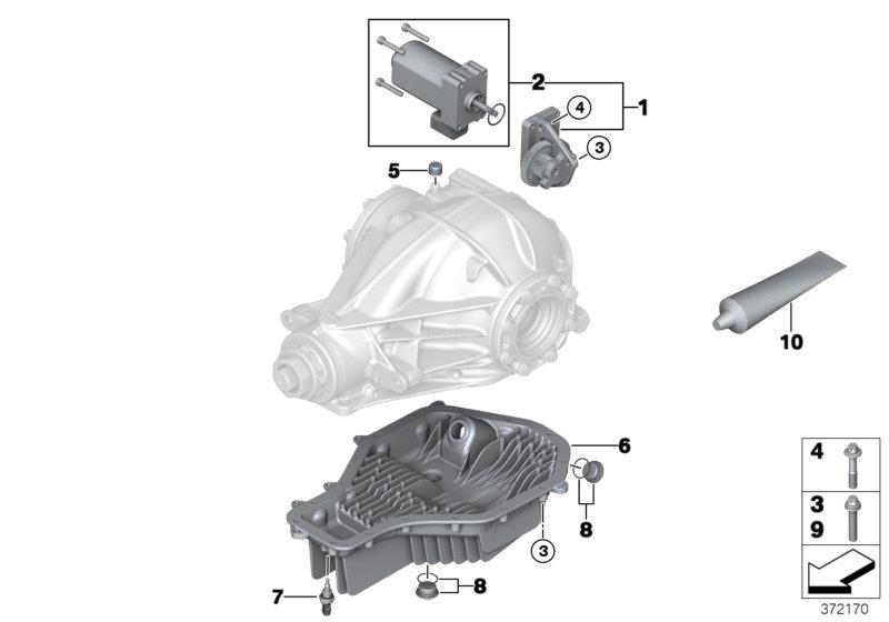 Le diagramme Pont arr. : servomoteur / carter huile pour votre BMW