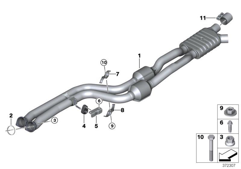 Diagram Catalytic converter/center muffler for your BMW