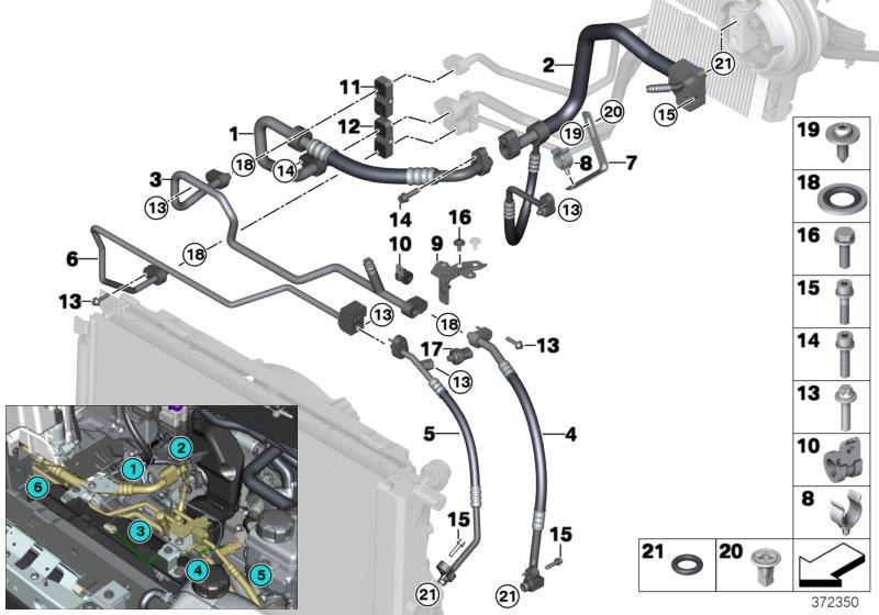 Diagram Refrigerant lines, front for your 2021 BMW 530i Sedan  