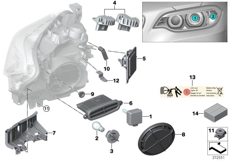Diagram Single parts, xenon headlight for your 2017 BMW M240i   