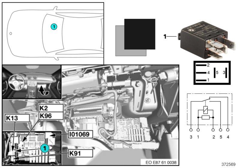 Diagram Relay for heated rear window K13 for your BMW