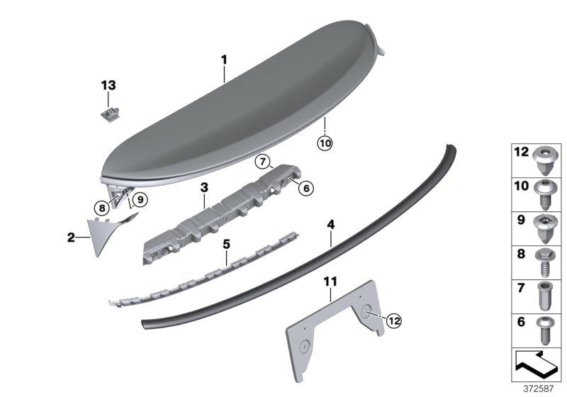 Diagram Trunk lid, mounting parts for your MINI