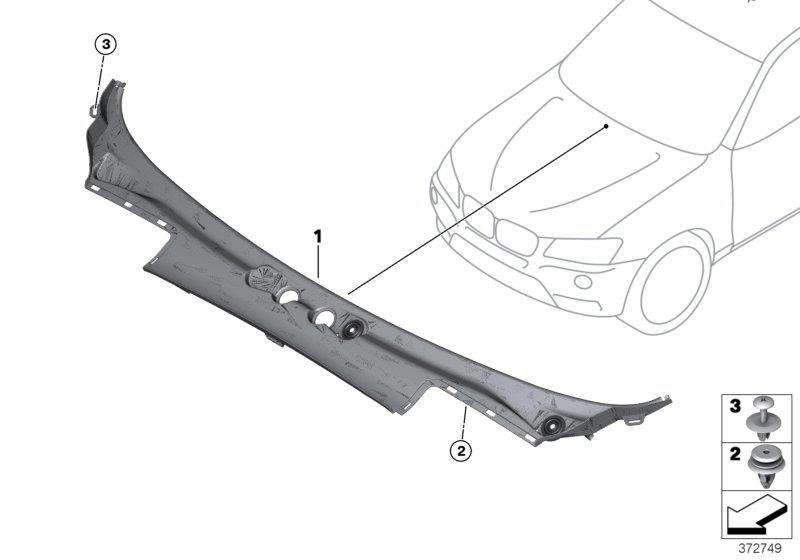 Diagram Trim, windshield cowl, outer for your 2014 BMW 328d   