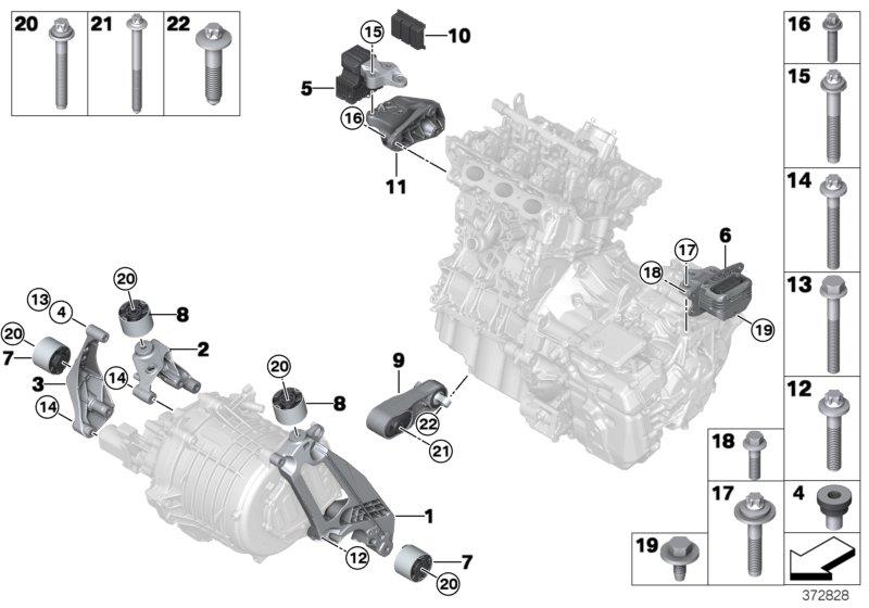 Diagram Engine and transmission mounts for your 1996 BMW