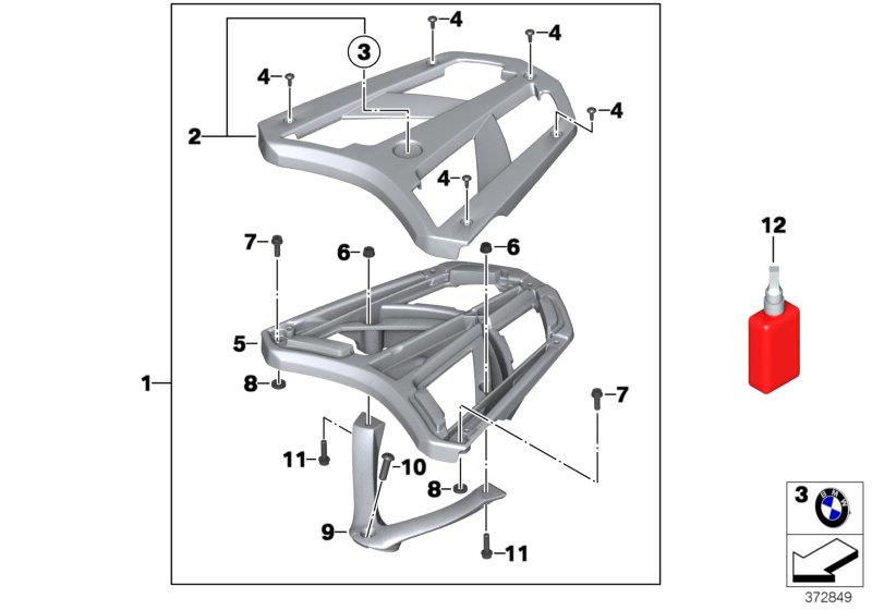 Diagram Luggage grid for your 2012 BMW R1200R   