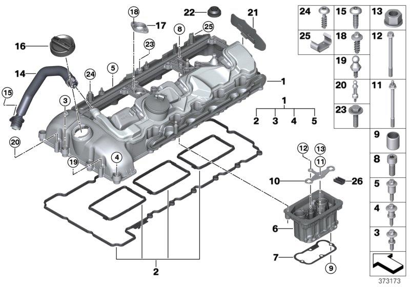 Diagram Cylinder head cover/Mounting parts for your 2012 BMW X1   