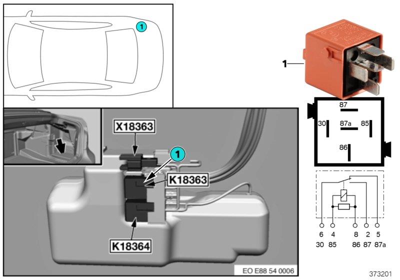 Diagram Relay for convertible top 1 K18363 for your 2013 BMW 128i   