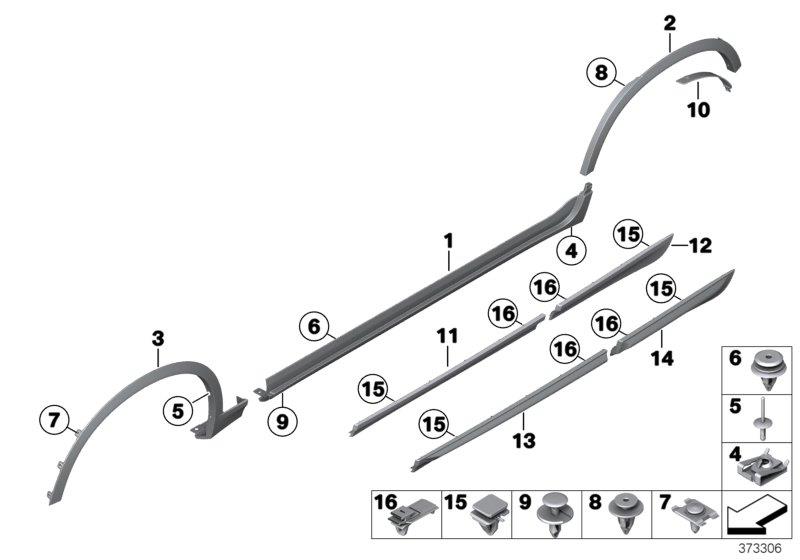 Le diagramme Cache bas de caisse / passage roue pour votre BMW