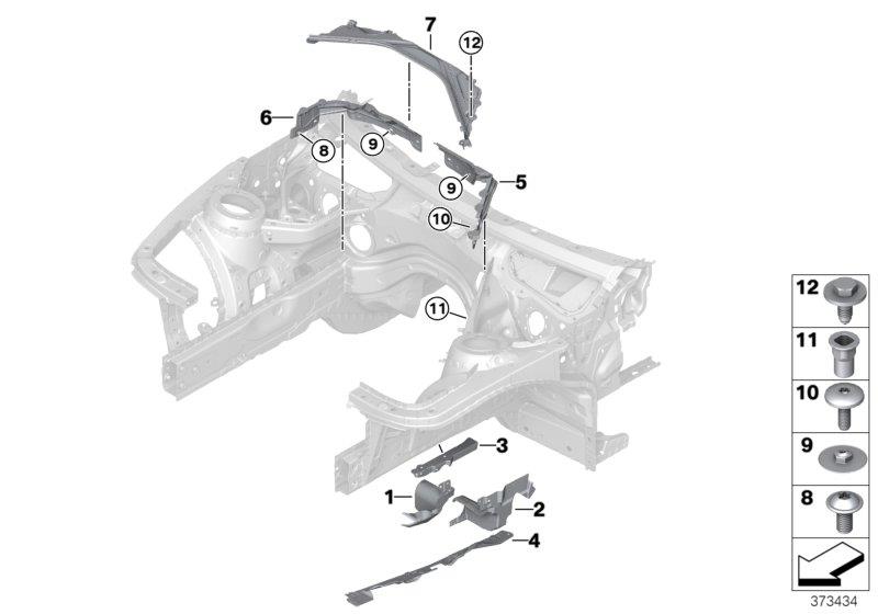 Diagram Mounting parts, engine compartment for your 2013 BMW 335is   