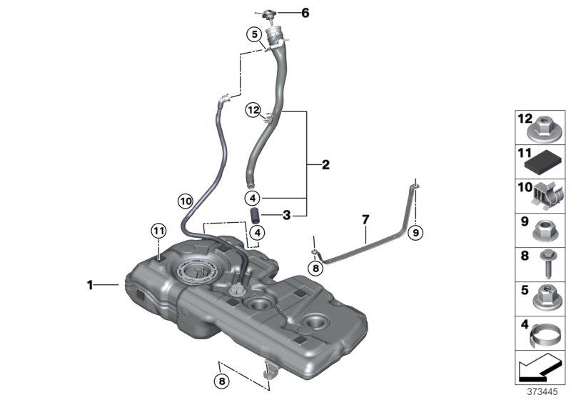 Diagram Fuel tank/mounting parts for your BMW X1  