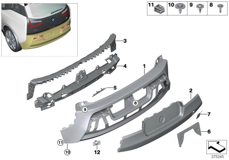 Diagram Trim cover, rear for your BMW