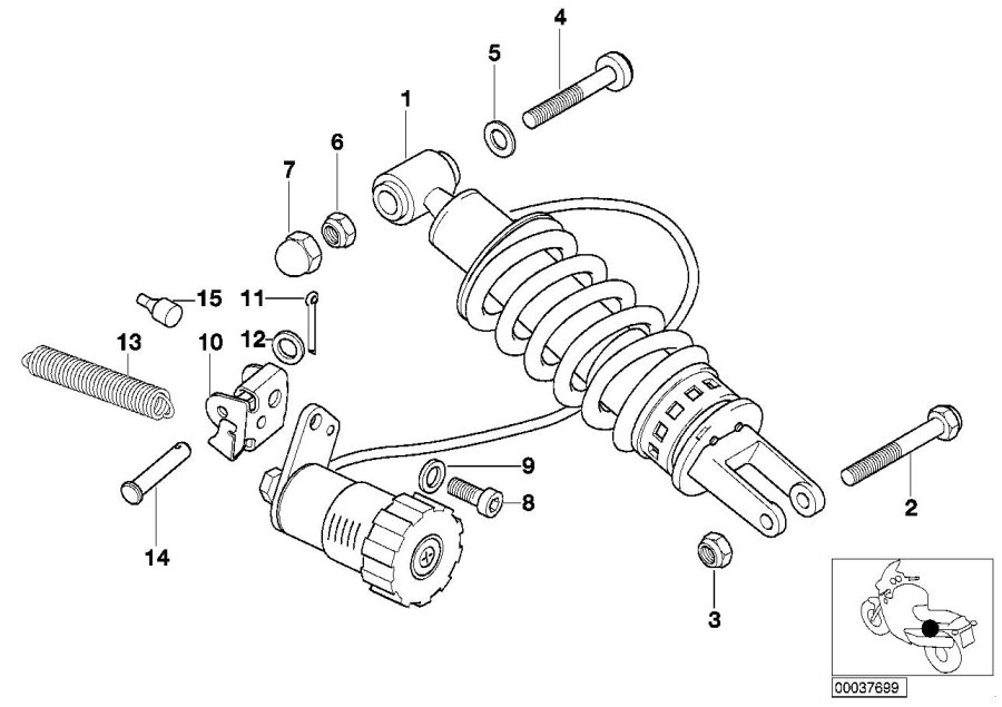 Diagram Spring strut, rear for your 2002 BMW K1200LT   