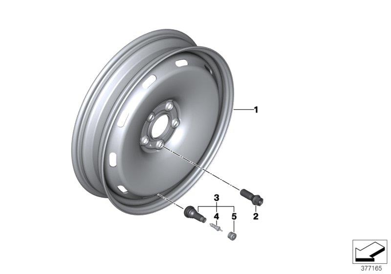 Diagram Compact spare wheel, steel, black for your BMW X2  