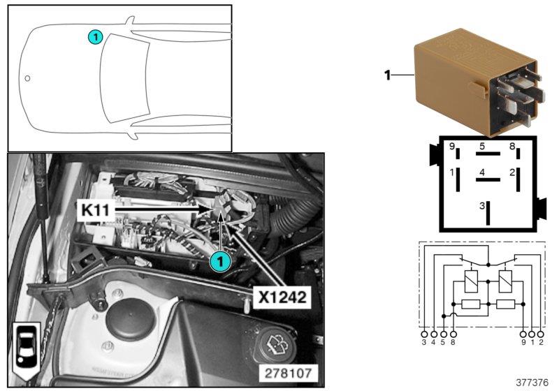 Diagram Relay for windshield wiper K11 for your BMW