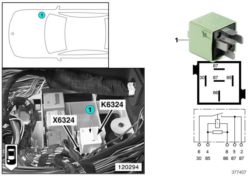 Diagram Relais for starter K6324 for your 2000 BMW X5   