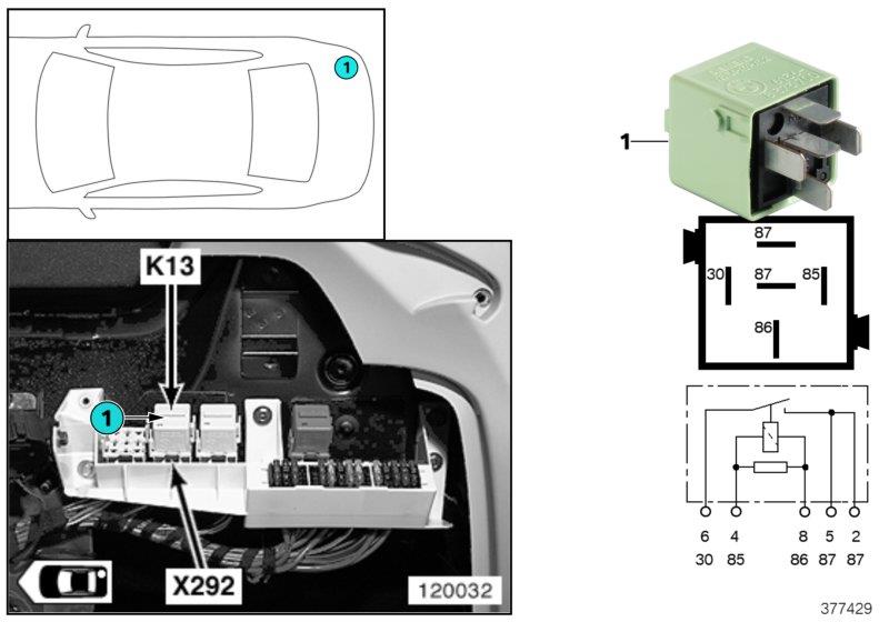 Diagram Relay for heated rear window K13 for your 2000 BMW X5   