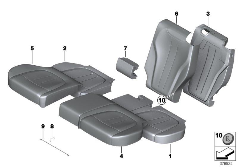 Diagram Seat rear, uphols & cover, Comfort seat for your 2006 BMW M6   