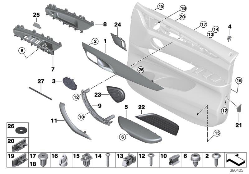 Diagram Surface-mounted parts, door panel, front for your 2023 BMW X3  30eX 