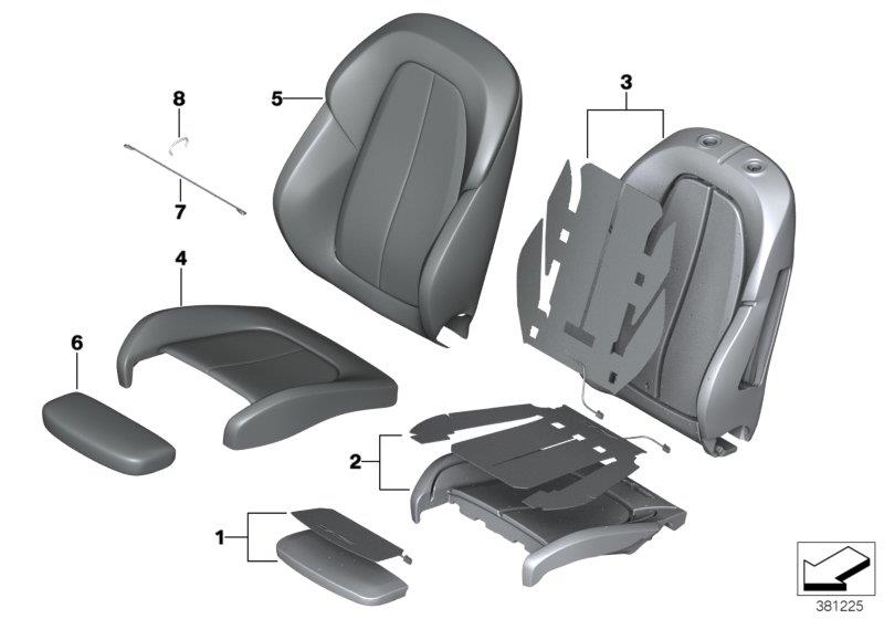 Diagram Seat, front, uphlstry, cover, Sport seat for your 2018 BMW M6   