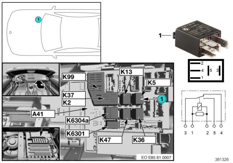 Diagram Relay for front washer pump K5 for your BMW