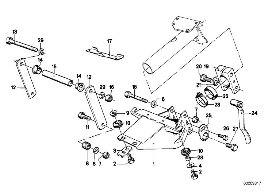 Diagram STEERING COLUMN-BEARING SUP./SINGLE PART for your BMW