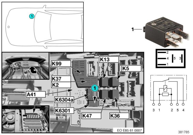 Diagram Relay for fuel pump K6301 for your BMW