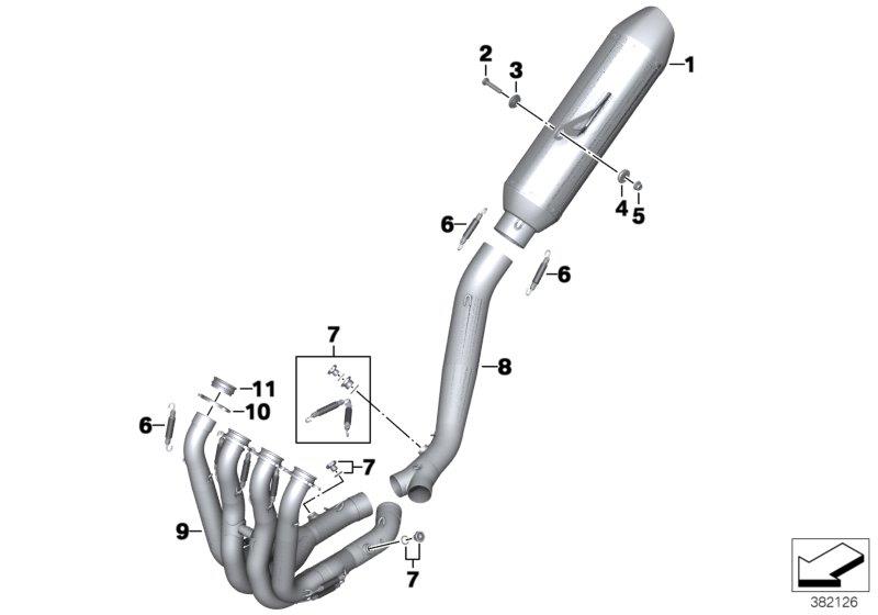 Diagram Single parts Race exhaust system for your BMW S1000RR  