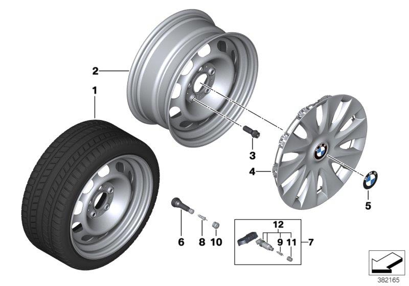 Diagram Disk wheel in steel Styl.12 - 16"" for your BMW