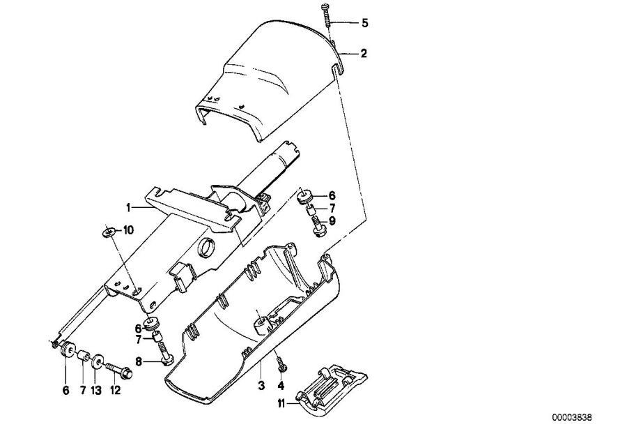 Diagram Steering COLUMN-TUBE/TRIM panel for your BMW 635CSi  