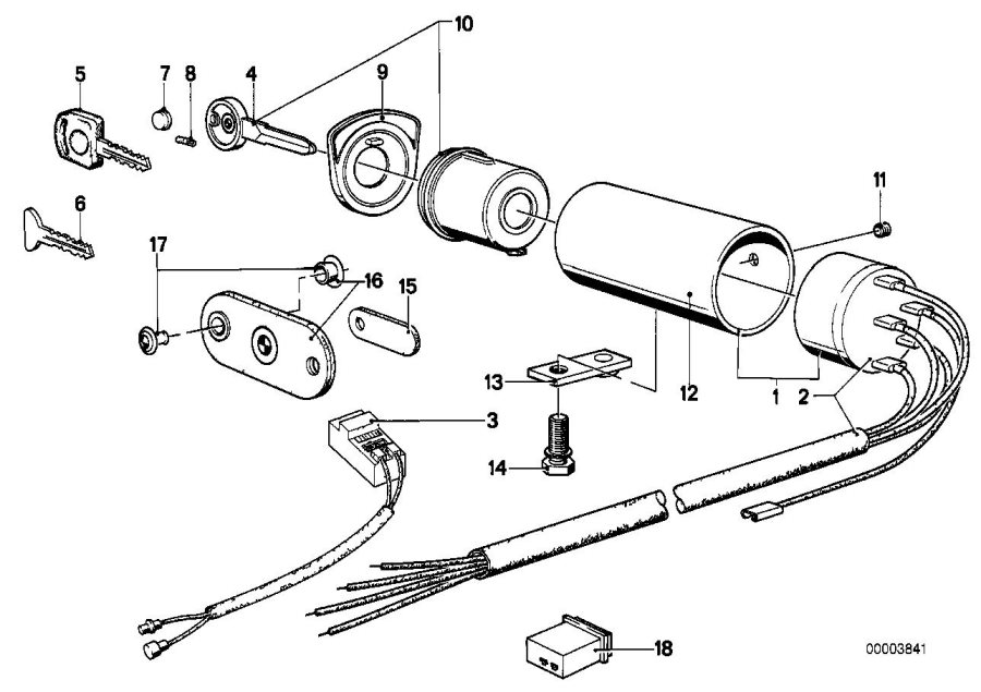 Diagram Steering LOCK/IGNITION switch for your 1983 BMW 320i   
