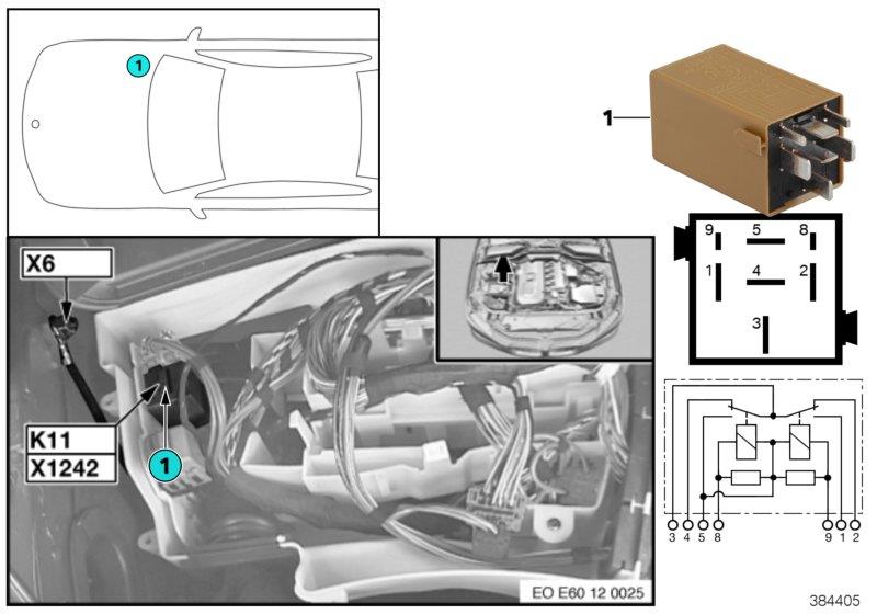 Diagram Relay for windshield wiper K11 for your BMW 530i  