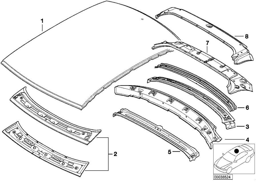 Diagram Roof for your 1988 BMW M6   