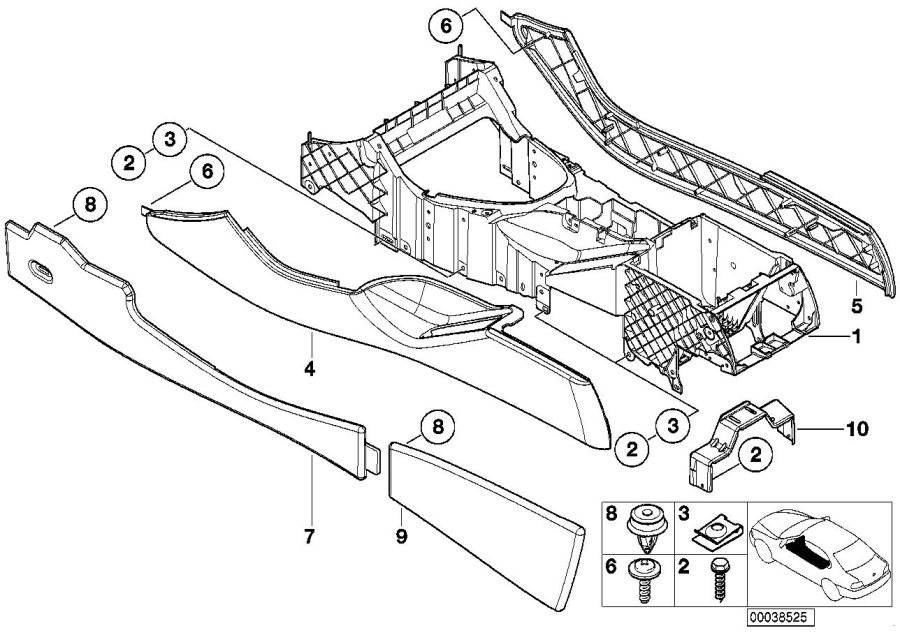 Diagram Center console for your BMW