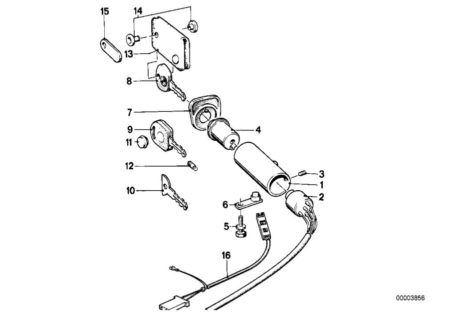 Diagram Steering LOCK/IGNITION switch for your 1983 BMW 633CSi   
