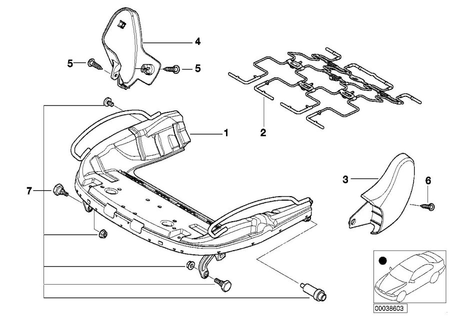 Diagram Seat, front, seat frame for your 2010 BMW M6   