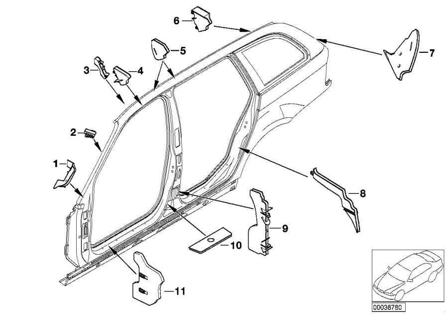 Diagram Cavity shielding, side frame for your 2009 BMW M6   