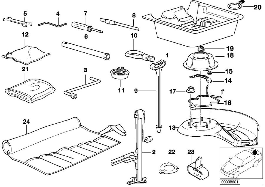 Diagram Car tool/Tool box for your 1996 BMW M3   