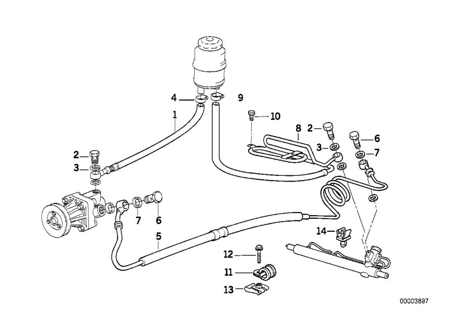 Le diagramme Direction hydraulique-Tuyaux d"huile pour votre BMW