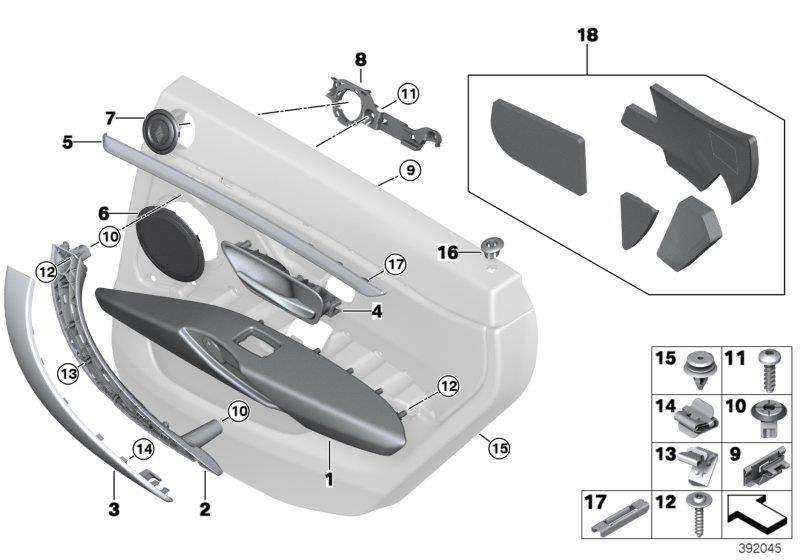 Diagram Mounting parts, door trim, rear for your 2001 BMW 320i   