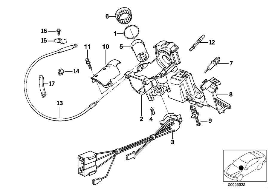 Diagram Steering LOCK/IGNITION switch for your 1996 BMW