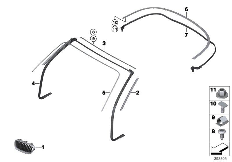 Diagram Exterior trim / grill for your BMW 530e  