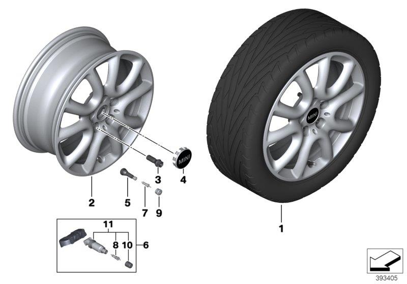 Diagram MINI LA wheel Race Spoke 498 - 17"" for your MINI