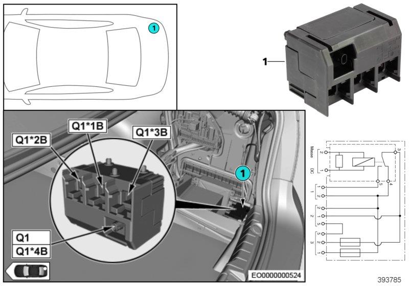 Diagram Relay, cut-off, Q1 for your 2014 BMW X3   