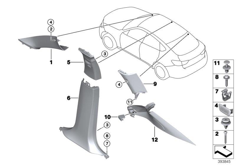 Diagram Trim panel A- / B- / C- / D-Column for your 1988 BMW M6   