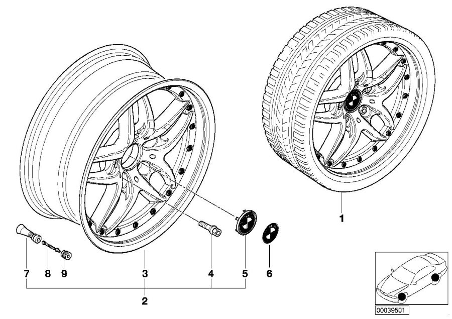 Diagram BMW composite wheel, double spoke 71 for your BMW