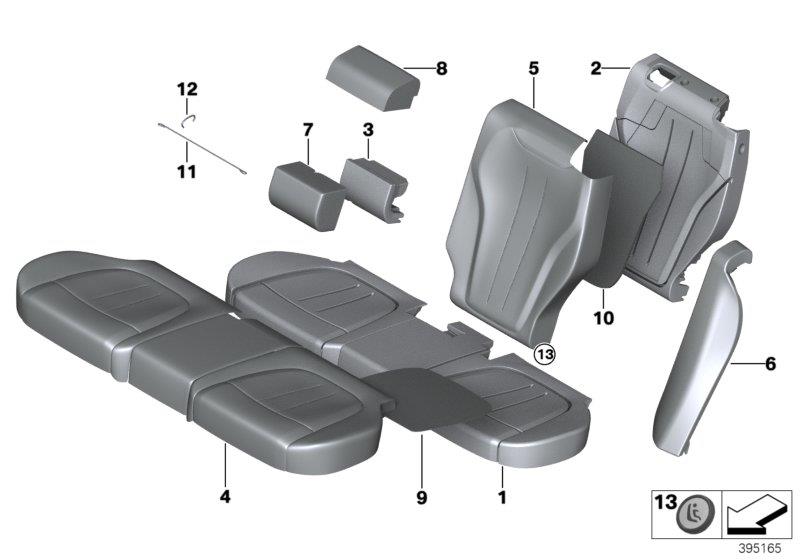 Diagram Seat, rear, upholstery and cover for your 2009 BMW M6   