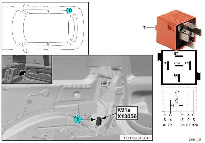 Diagram Relay for rear wiper 2 K91a for your MINI