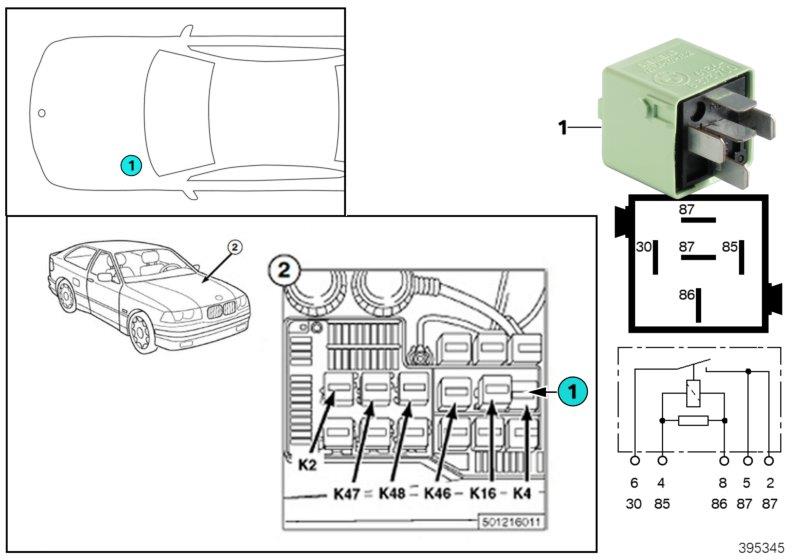 Diagram Relay for heater blower K4 for your 1996 BMW M3   