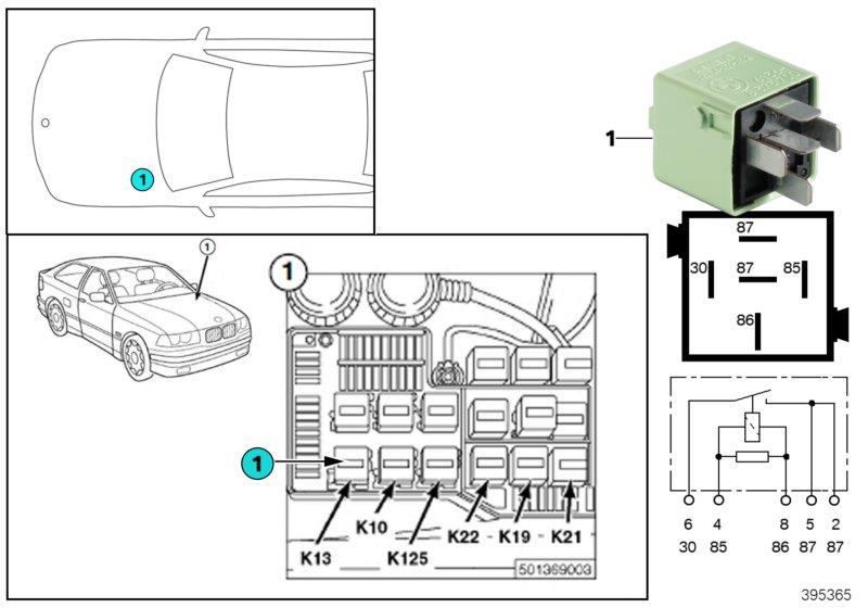 Diagram Relay for heated rear window K13 for your 1996 BMW M3   