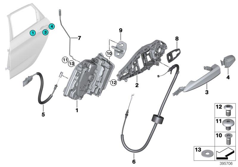 Diagram Closing system, door, rear for your BMW